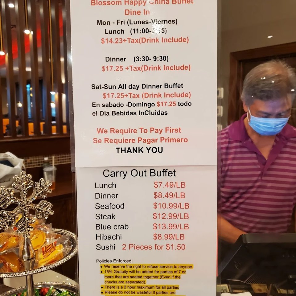 Simple menu layout for dine-in buffet meals.